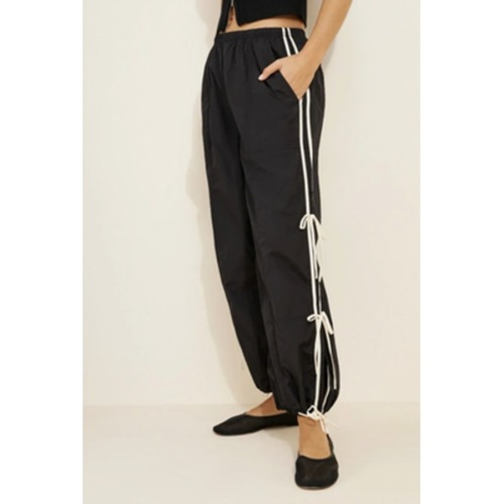 Daily Practice Bowline Track Pants Womens XL Wide Leg Striped Side Ties Anthro